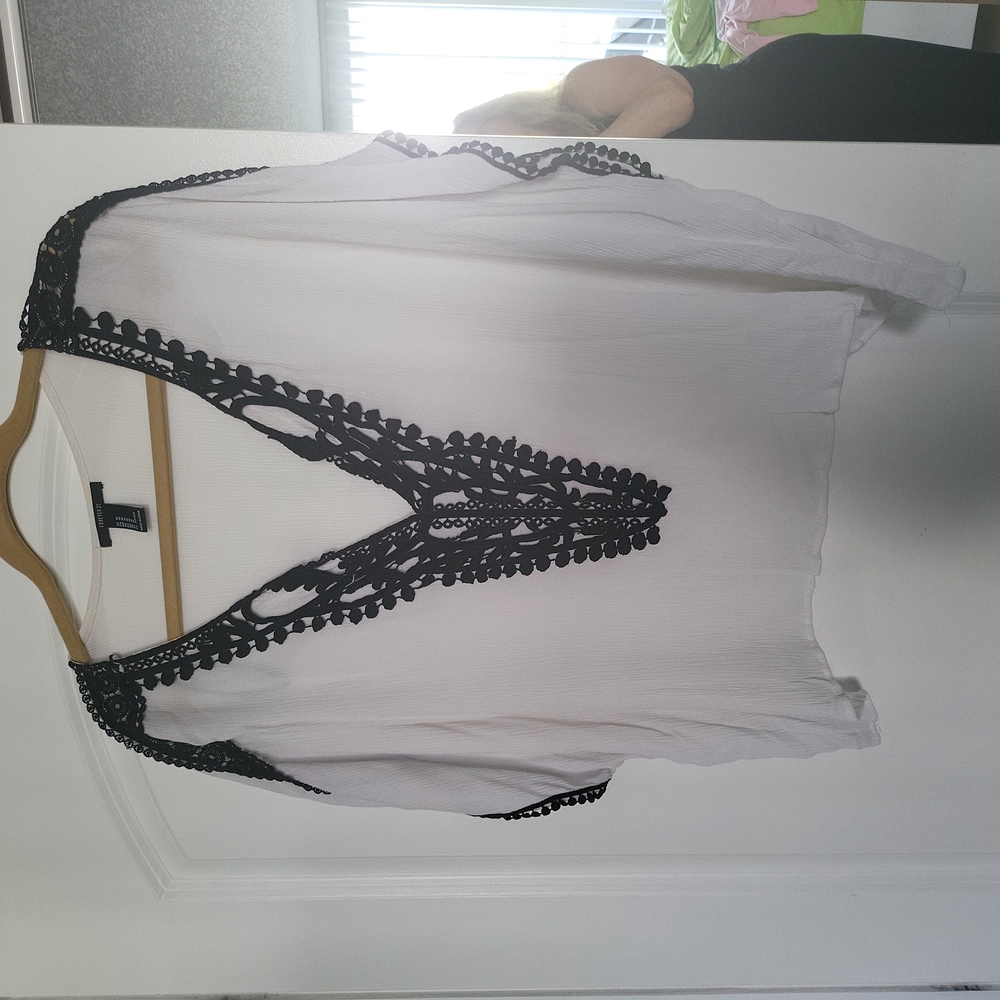 Forever 21 gauze embroidered top